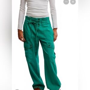 Free People Park Ave Pants in Grass Green